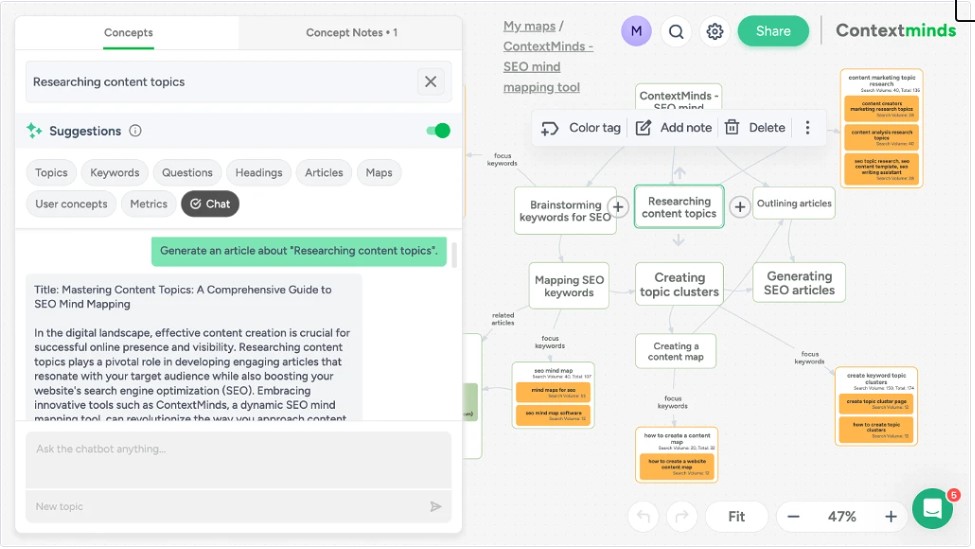 Generate content directly from your maps. 