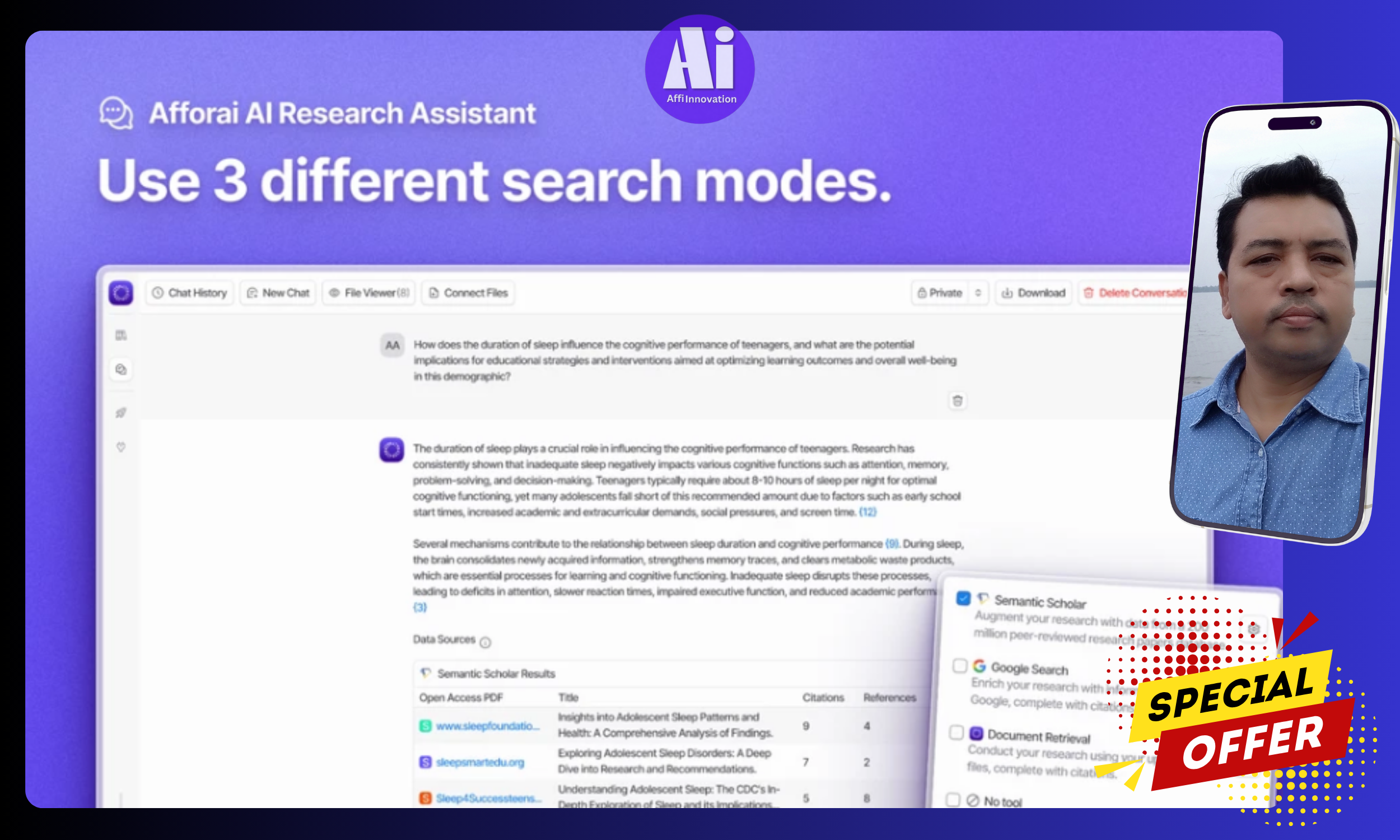 Elevate-your-research-using-Document-Retrieval-Google-Search-and-Semantic-Scholar-modes.