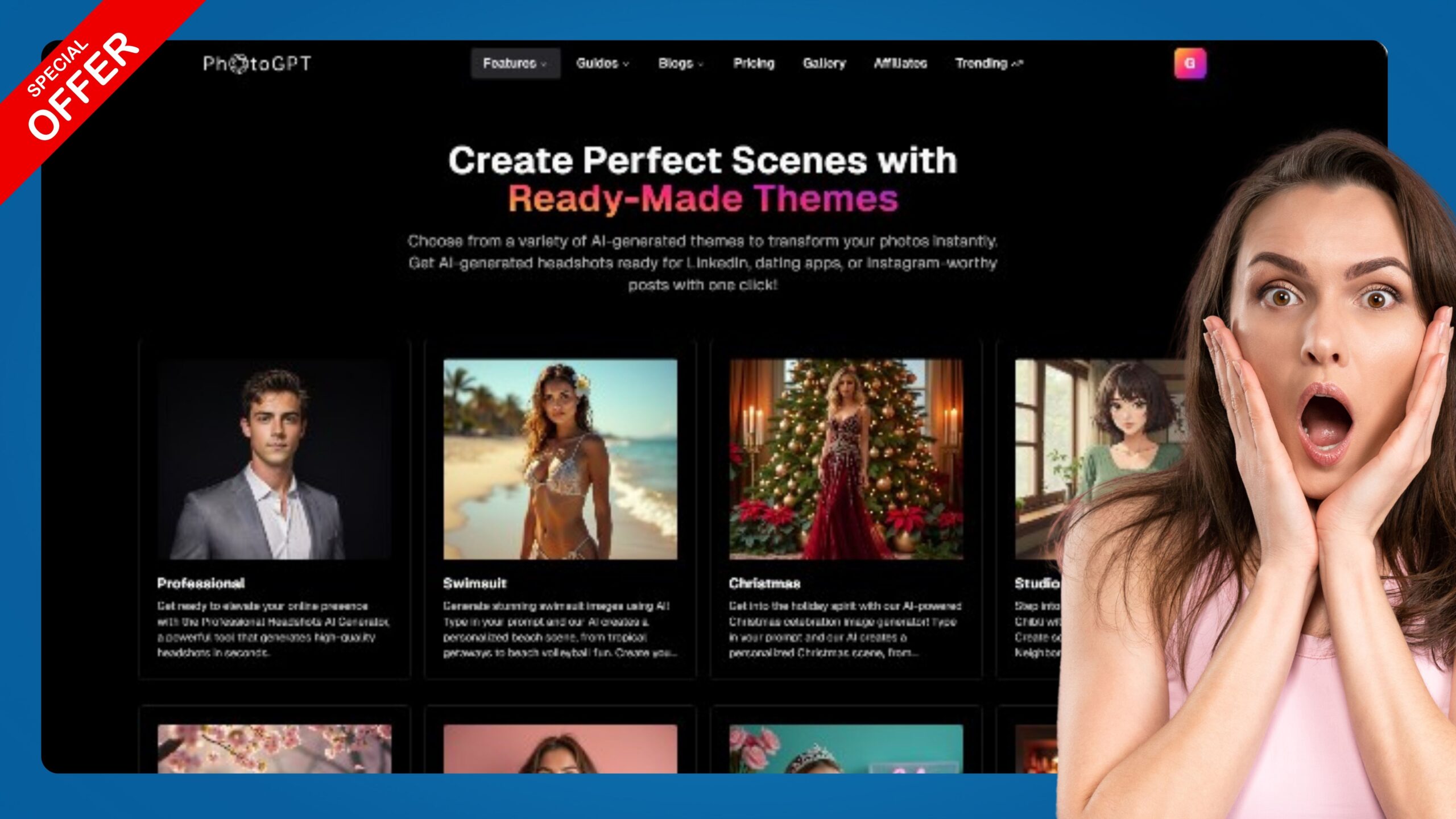 Choose from 100+ curated image themes for fitness, fashion, holidays, and more