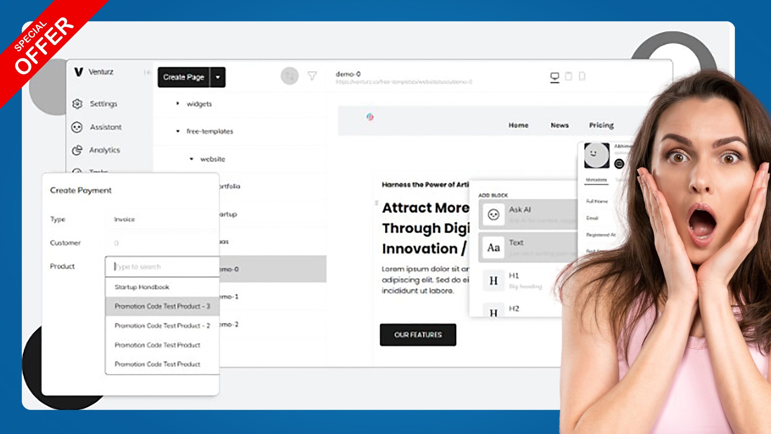 Create branded websites, landing pages, and more on a custom domain