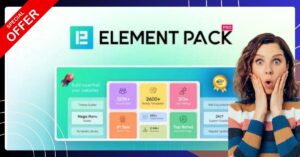 Dashboard view of Element Pack Pro showcasing Elementor widgets, mobile-ready templates, and web design tools for WordPress users