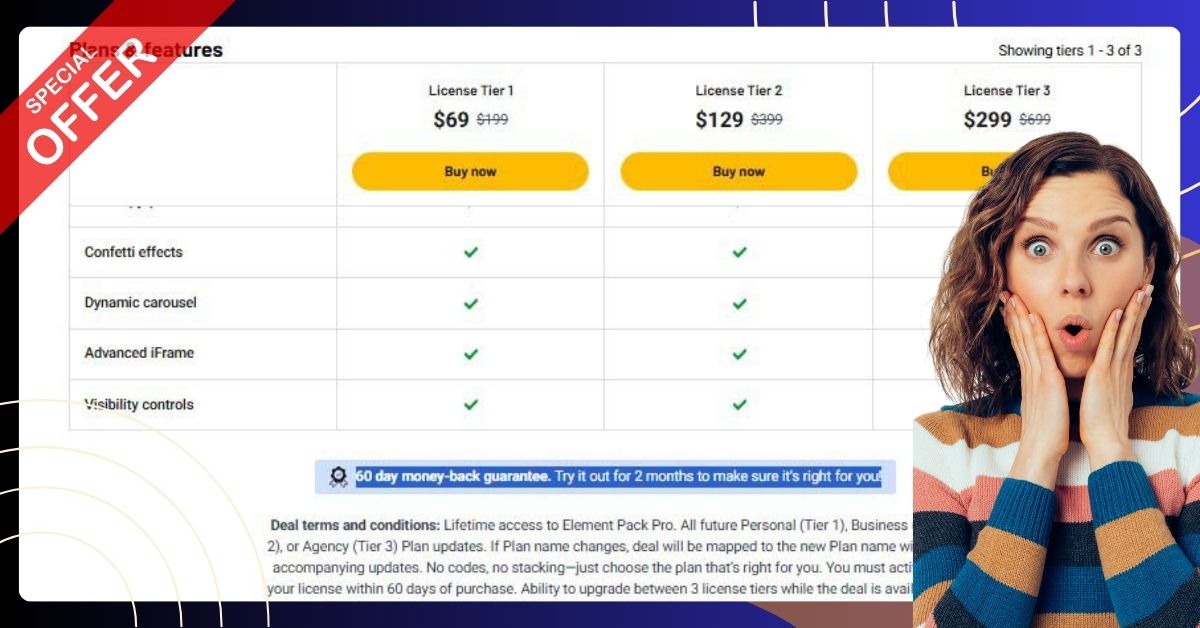 Element Pack Pro 60 day money-back guarantee. Try it out for 2 months to make sure it's right for you!