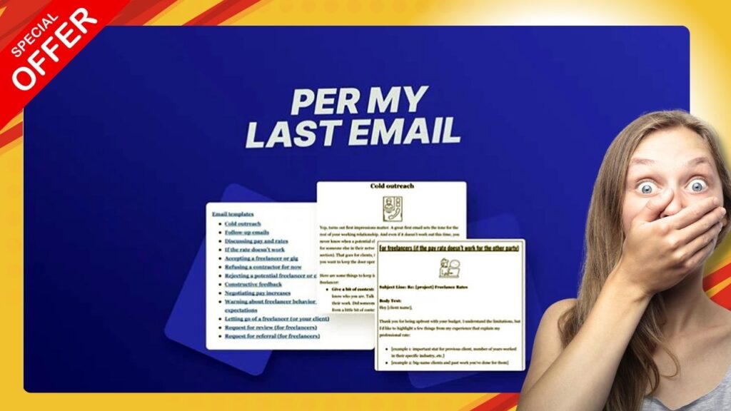 Per My Last Email is an ebook guide filled with simple templates, humorous advice, and resources for freelancers and clients to quickstart their next email