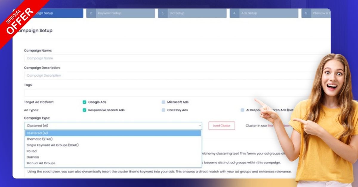 Create complete campaigns in minutes using Ad Alchemy’s campaign builder