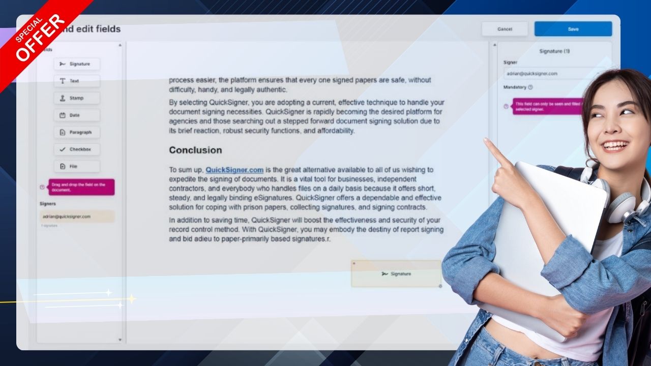 Customize templates with fields for signatures, file attachments, and more.
