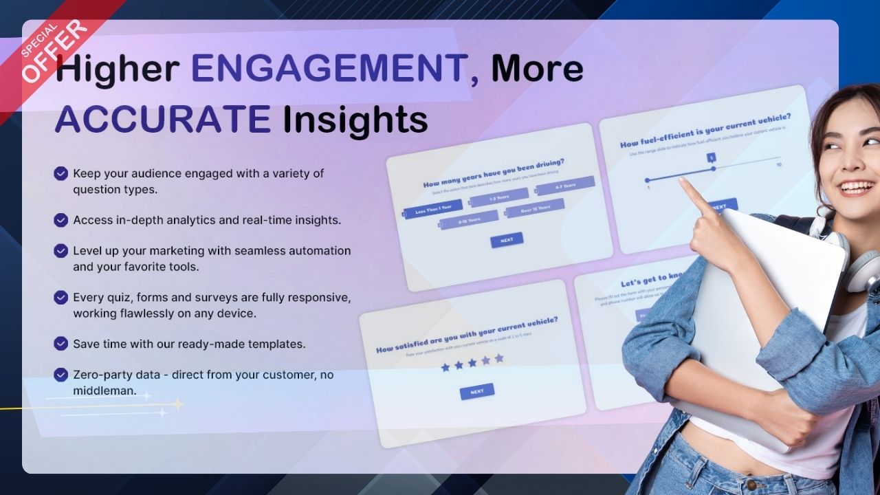 Drive engagement and gather actionable insights with interactive quizzes, surveys, and forms