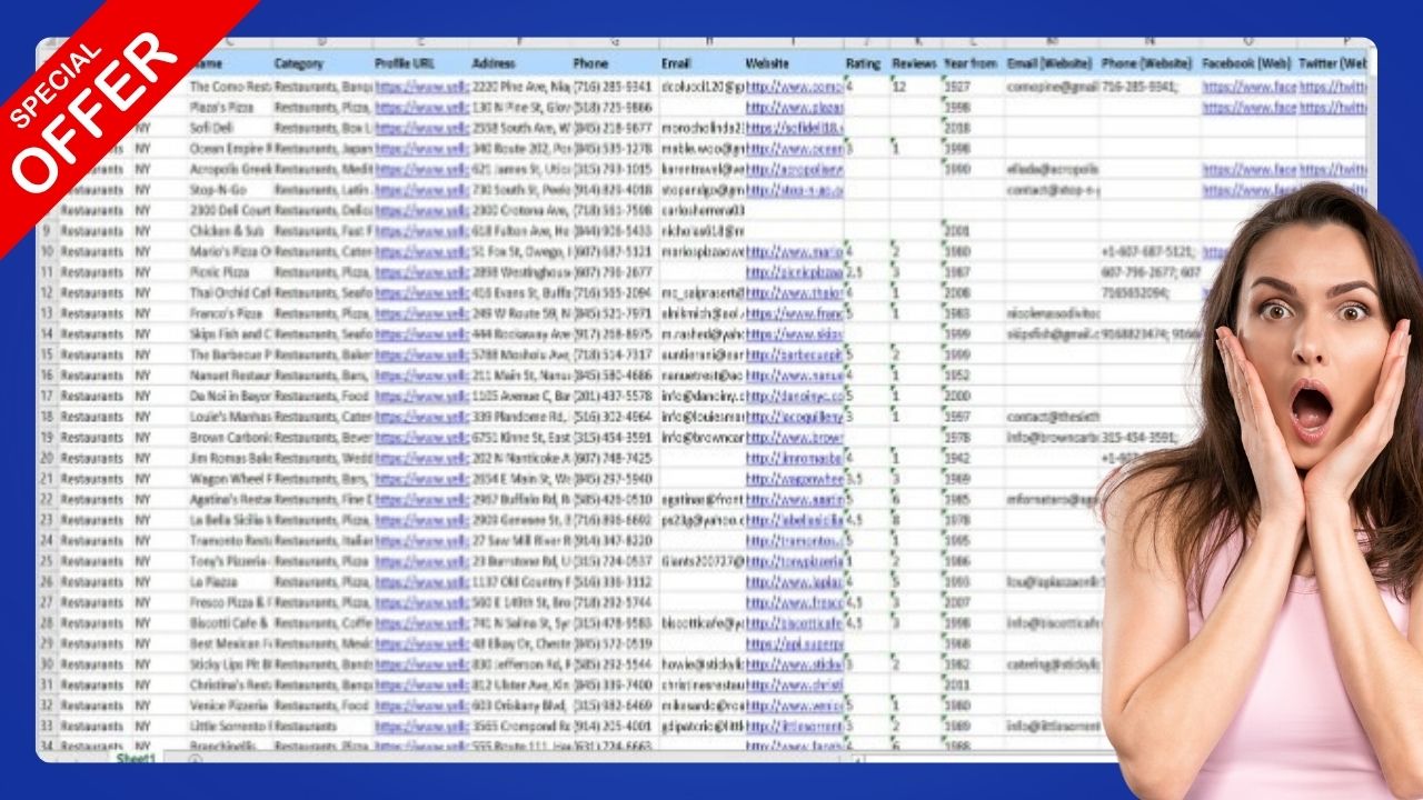 Get email, phone, and social media leads of your potential customers