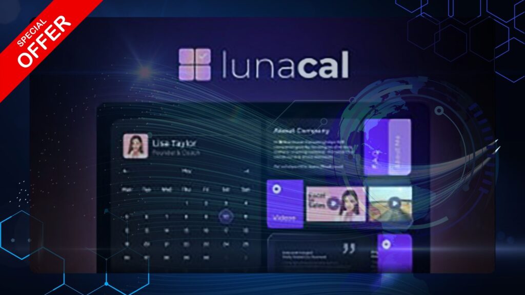 Lunacal dashboard showcasing customizable scheduling page with brand colors and logo