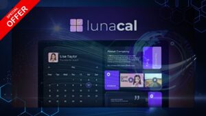 Lunacal dashboard showcasing customizable scheduling page with brand colors and logo