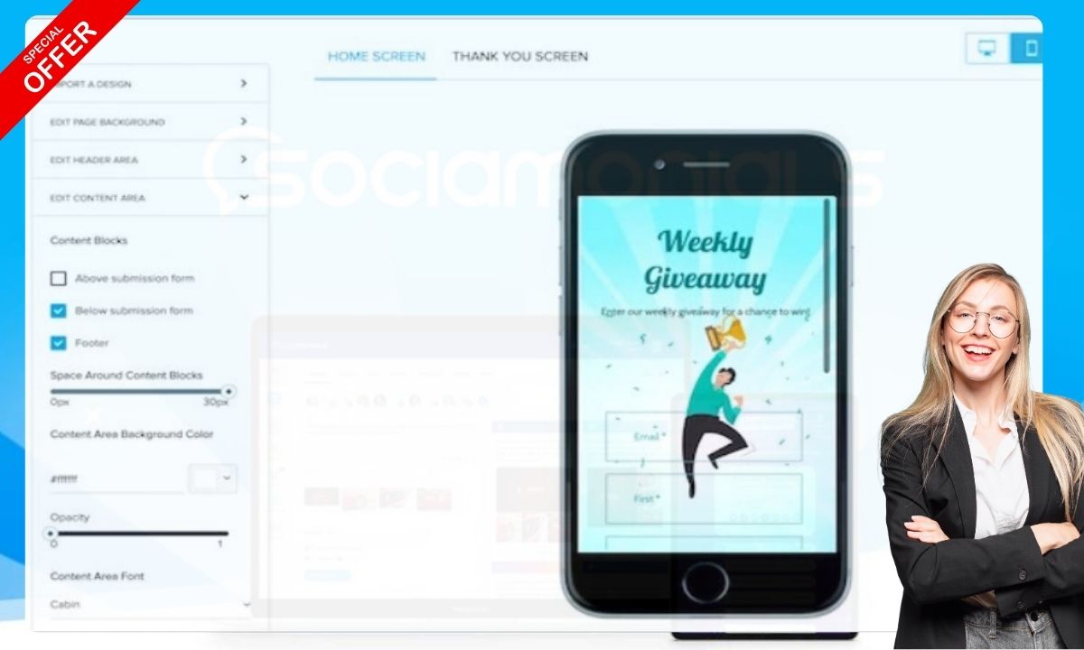 Optimizing your giveaways for mobile has never been easier than on Sociamonials' streamlined platform.