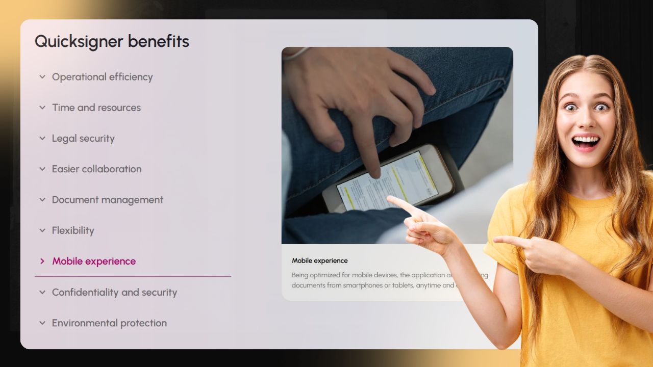 Person signing a digital contract using QuickSigner on a tablet