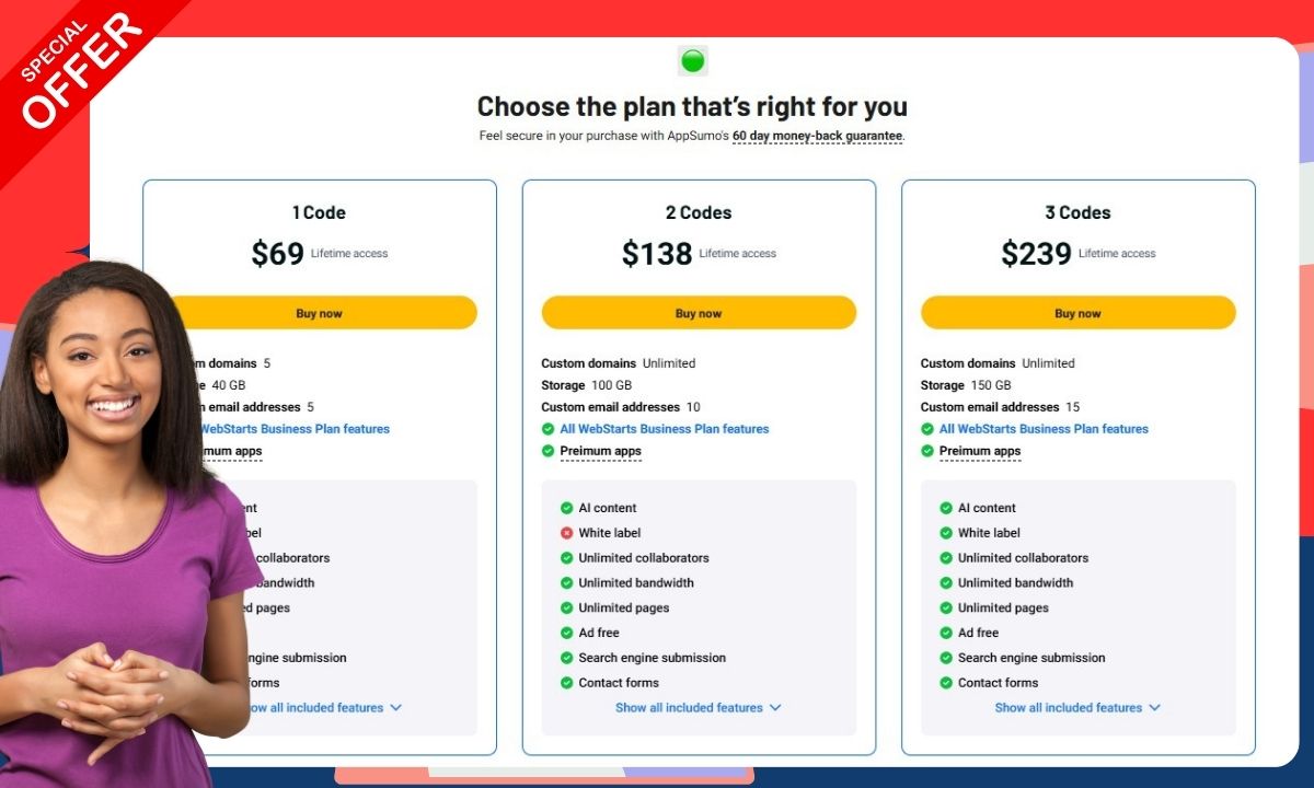 WebStarts Lifetime Deals and Features