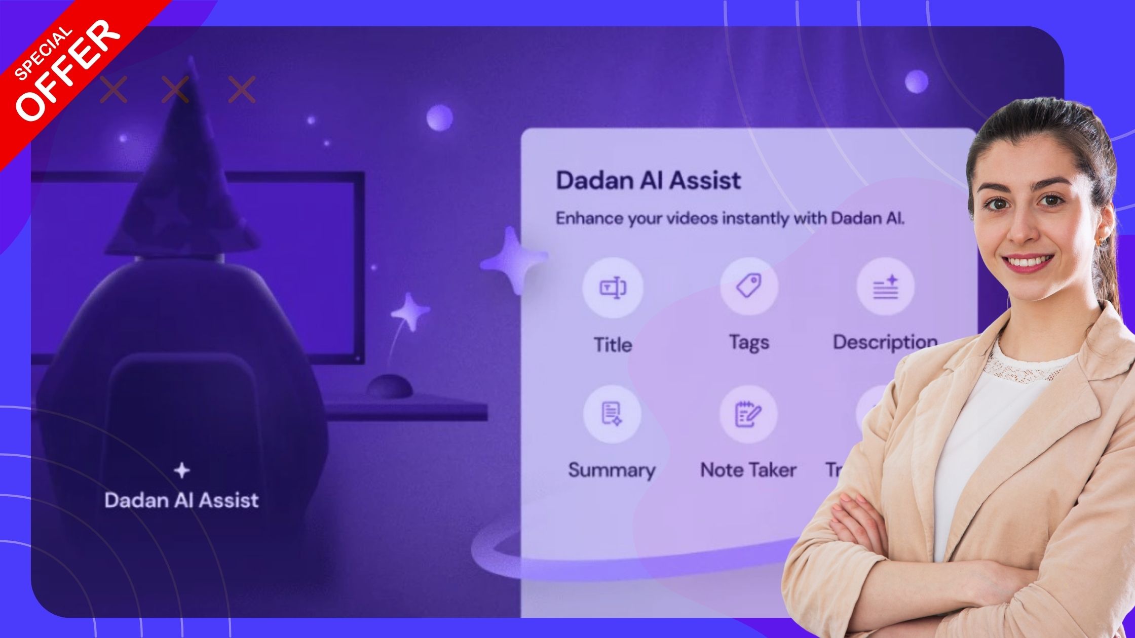 Boost your video creation process with AI-generated transcriptions, titles, descriptions, tags, summaries, chapters, interactions and meeting notes in one click