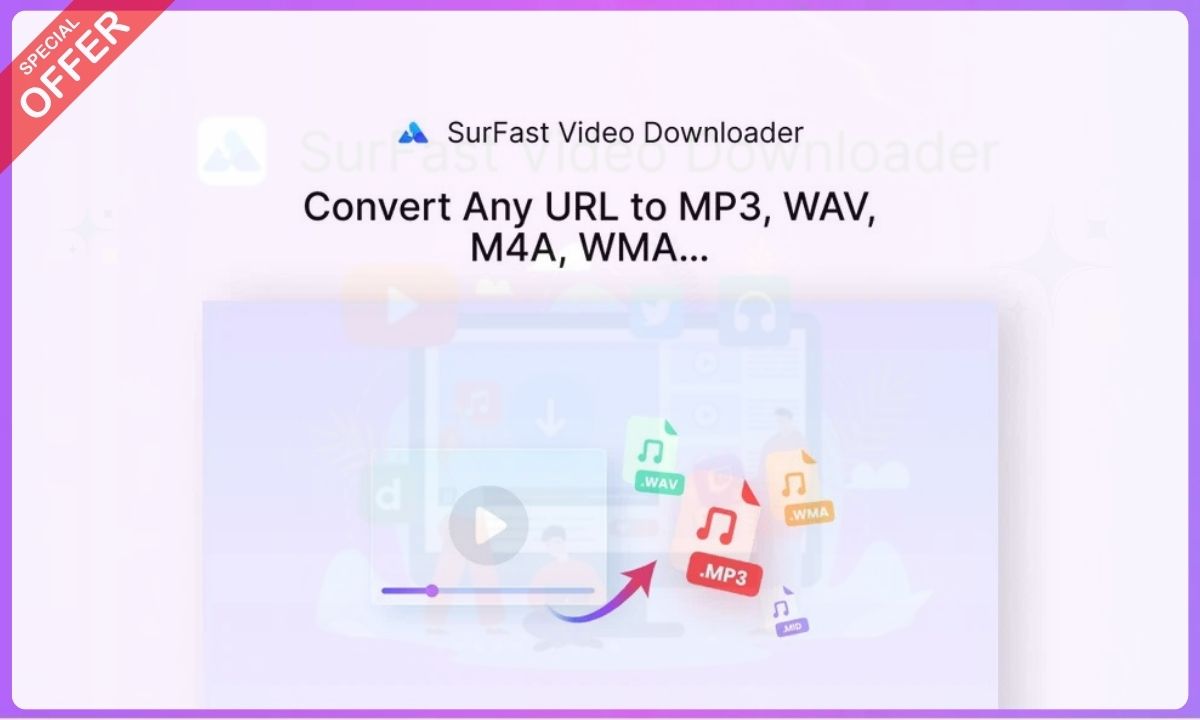 Convert any video URL to popular audio formats with SurFast Video Downloader