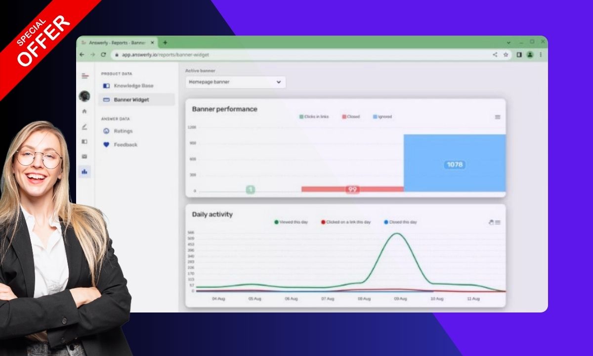 Track your banner performance using easy-to-read graphs and charts.