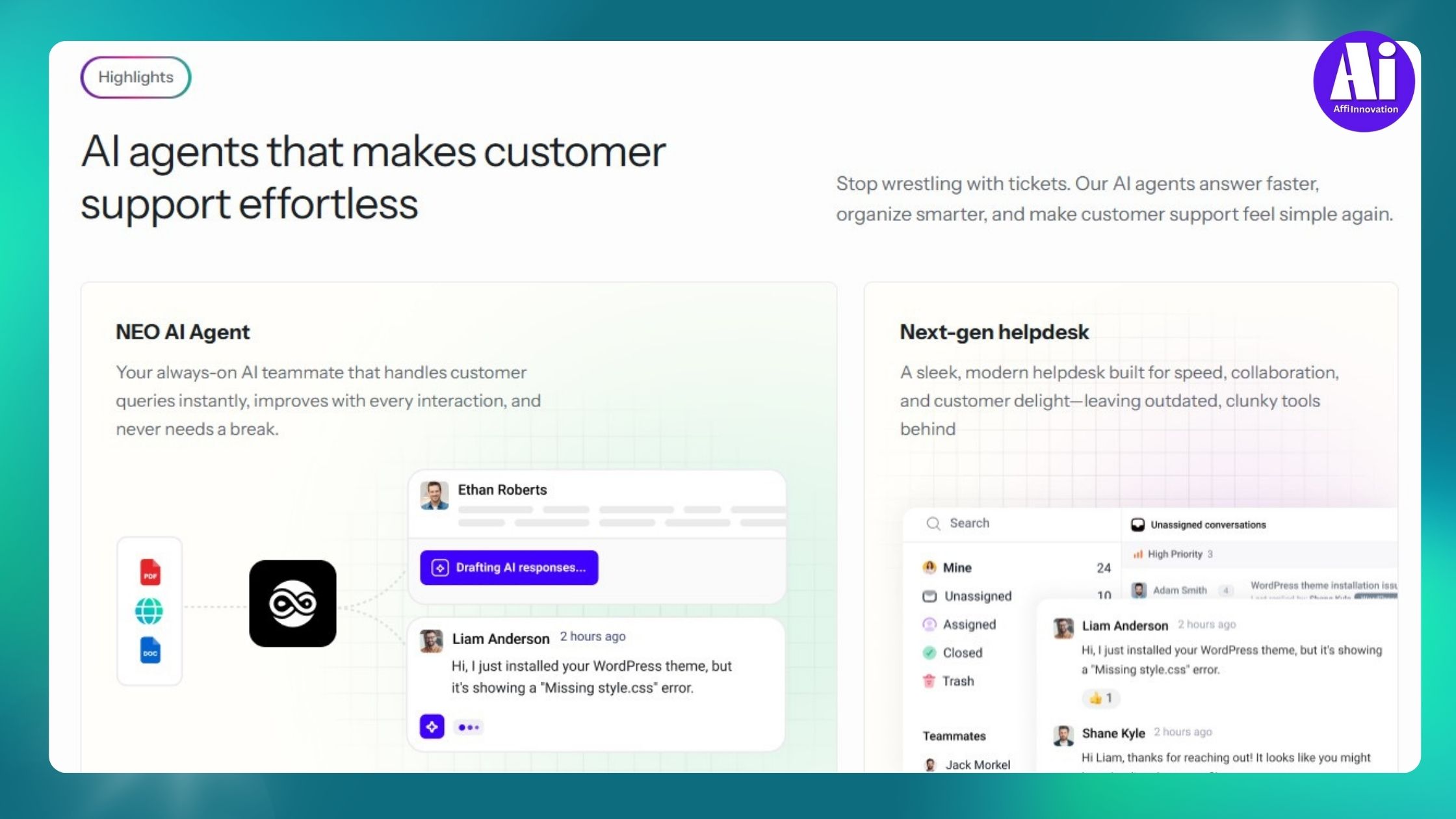 AI agents that makes customer support effortless