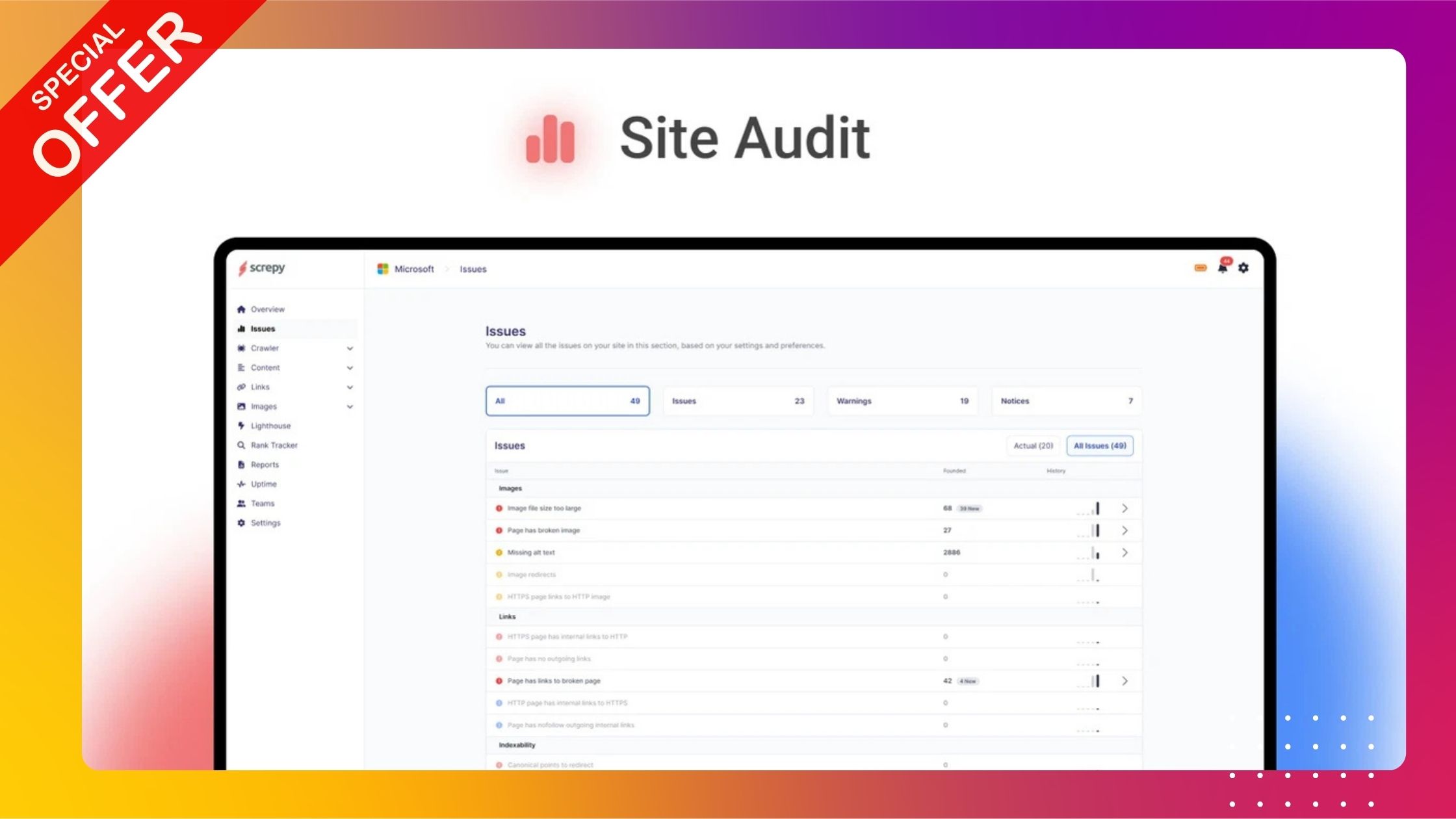 Get a detailed breakdown of site performance to fix issues and rank higher