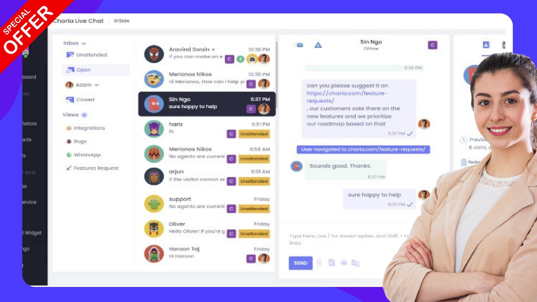 Leverage seamless two-way live translations to chat with customers in their native language while you use your own