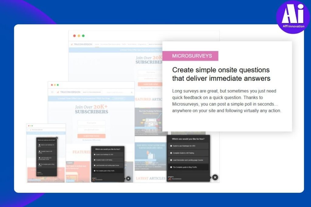 Create simple onsite questions that deliver immediate answers
